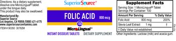 Superior Source Folic Acid 800 mcg - supplement
