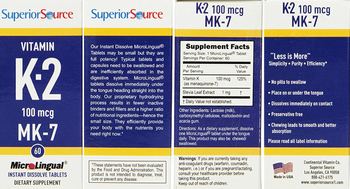 Superior Source Vitamin K-2 100 mcg MK-7 - supplement