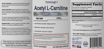 SuperiorLabs Acetyl L-Carnitine 1,000 mg - supplement