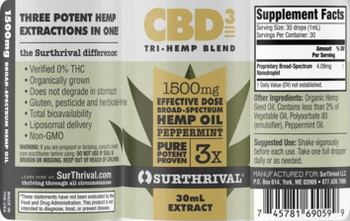 SurThrival CBD3 1500 mg Broad-Spectrum Hemp Oil Peppermint - supplement