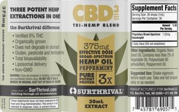 SurThrival CBD3 375 mg Broad-Spectrum Hemp Oil Peppermint - supplement