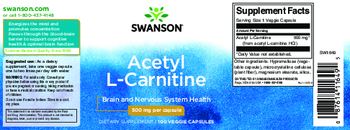 Swanson Acetyl L-Carnitine 500 mg - supplement