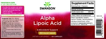 Swanson Alpha Lipoic Acid 300 mg - supplement