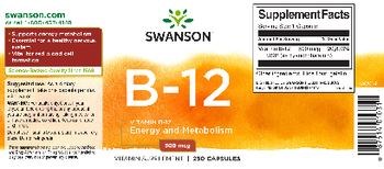 Swanson B-12 500 mcg - vitamin supplement