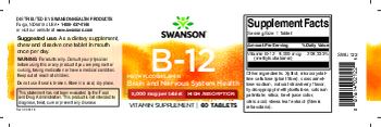 Swanson B-12 Methylcobalamin 5,000 mcg High Absorption - vitamin supplement