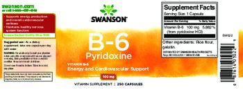 Swanson B-6 Pyridoxine 100 mg - vitamin supplement