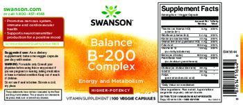 Swanson Balance B-200 Complex Higher-Potency - vitamin supplement