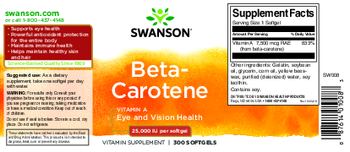 Swanson Beta-Carotene 25,000 IU - vitamin supplement