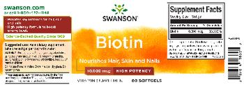 Swanson Biotin 10,000 mcg High Potency - vitamin supplement