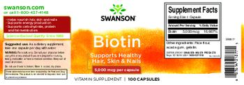 Swanson Biotin 5,000 mcg - vitamin supplement