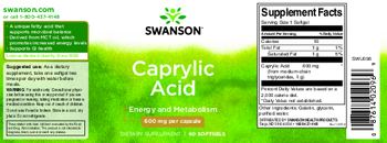 Swanson Caprylic Acid 600 mg - supplement