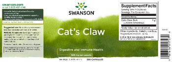 Swanson Cat's Claw 500 mg - herbal supplement