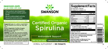 Swanson Certified Organic Spirulina 500 mg - herbal supplement
