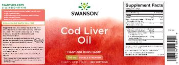 Swanson Cod Liver Oil 700 mg Double Strength - vitamin supplement