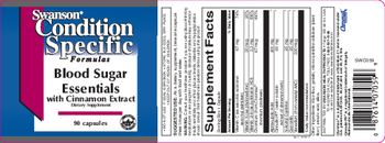 Swanson Condition Specific Formulas Blood Sugar Essentials with Cinnamon Extract - supplement