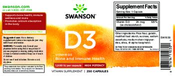 Swanson D3 1,000 IU High Potency - vitamin supplement