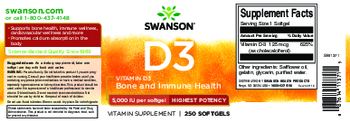 Swanson D3 5,000 IU Highest Potency - 
