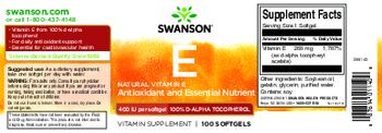Swanson E 400 IU - vitamin supplement
