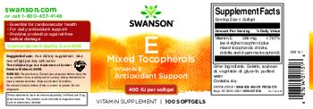 Swanson E Mixed Tocopherols 400 IU - vitamin supplement