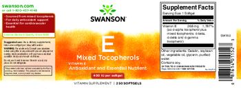 Swanson E Mixed Tocopherols 400 IU - vitamin supplement