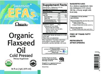 Swanson EFAs OmegaTru Organic Flaxseed Oil - supplement