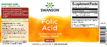 Swanson Folic Acid 800 mcg - vitamin supplement