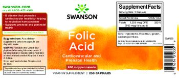 Swanson Folic Acid 800 mcg - vitamin supplement