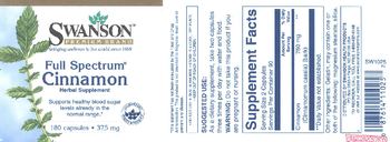 Swanson Premium Brand Full Spectrum Cinnamon 375 mg - herbal supplement