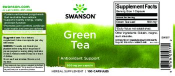 Swanson Green Tea 500 mg - herbal supplement