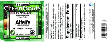 Swanson GreenFoods Formulas Alfalfa 500 mg - supplement