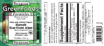 Swanson GreenFoods Formulas Klamath Blue-Green Algae 500 mg - supplement