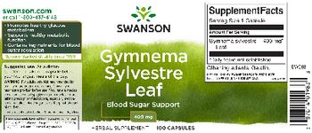 Swanson Gymnema Sylvestre Leaf 400 mg - herbal supplement