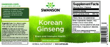 Swanson Korean Ginseng 500 mg - herbal supplement