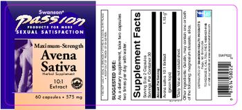 Swanson Passion Maximum-Strength Avena Sativa 10:1 Extract 575 mg - herbal supplement