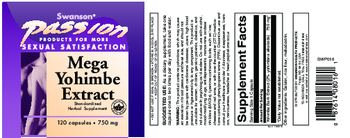 Swanson Passion Mega Yohimbe Extract 750 mg - standardized herbal supplement
