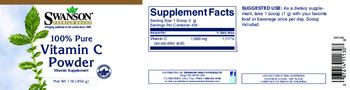 Swanson Premium Brand 100% Pure Vitamin C Powder - vitamin supplement
