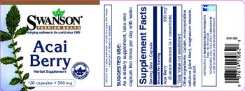 Swanson Premium Brand Acai Berry 500 mg - herbal supplement