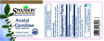 Swanson Premium Brand Acetyl L-Carnitine 500 mg - supplement