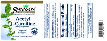 Swanson Premium Brand Acetyl L-Carnitine 500 mg - supplement