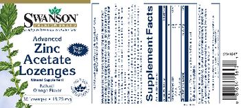 Swanson Premium Brand Advanced Zinc Acetate Lozenges 18.75 mg Natural Orange Flavor - mineral supplement