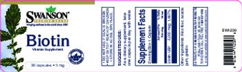 Swanson Premium Brand Biotin 5 mg - vitamin supplement