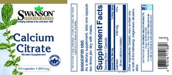 Swanson Premium Brand Calcium Citrate 200 mg - mineral supplement