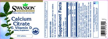 Swanson Premium Brand Calcium Citrate & Vitamin D - supplement