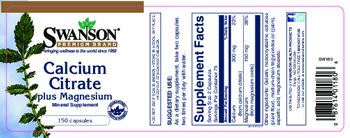 Swanson Premium Brand Calcium Citrate Plus Magnesium - mineral supplement