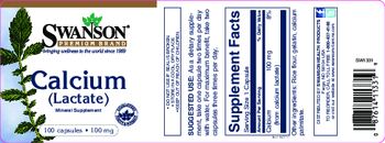 Swanson Premium Brand Calcium (Lactate) 100 mg - mineral supplement
