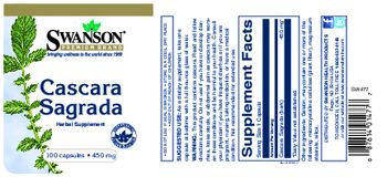 Swanson Premium Brand Cascara Sagrada 450 mg - herbal supplement
