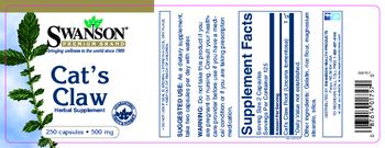 Swanson Premium Brand Cat's Claw 500 mg - herbal supplement