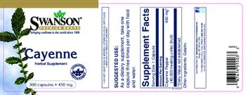 Swanson Premium Brand Cayenne 450 mg - herbal supplement
