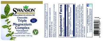 Swanson Premium Brand Chewable Triple Magnesium Complex Citrus Burst Flavor 400 mg - mineral supplement