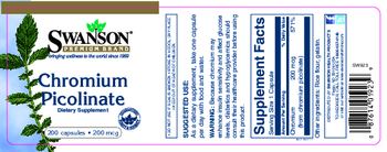 Swanson Premium Brand Chromium Picolinate 200 mcg - supplement